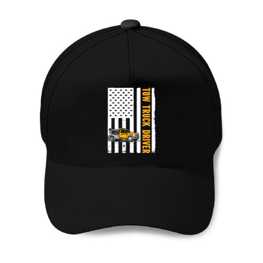 US Flag Tow Truck Driver Baseball Caps