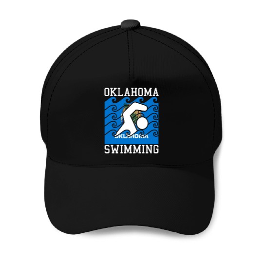 Oklahoma Flag Swimming Team Swim Swimmer US State Baseball Caps