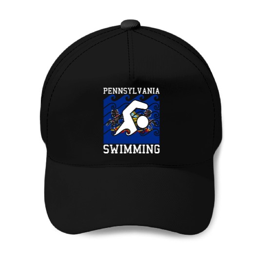 Pennsylvania Flag Swimming Team Swim Swimmer US St Baseball Caps
