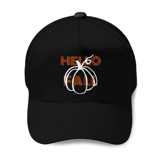 Hello Fall Cute Nature Autumn Pumpkins Baseball Caps