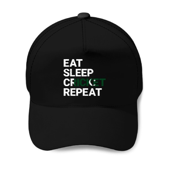Eat Sleep Cricket Repeat PK Flag Sports Gift Baseball Caps