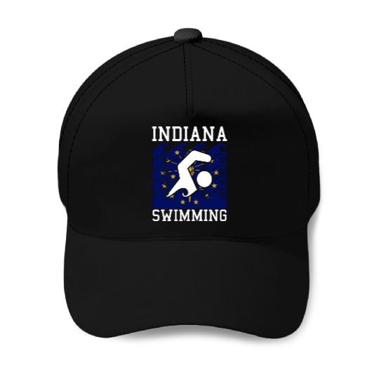 Indiana Flag Swimming Team Swim Swimmer US State Baseball Caps