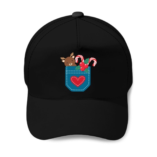 Christmas moose peppermint pocket Baseball Caps