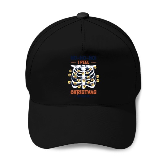 Christmas Holiday Skeleton Rib Cage Radiology Baseball Caps
