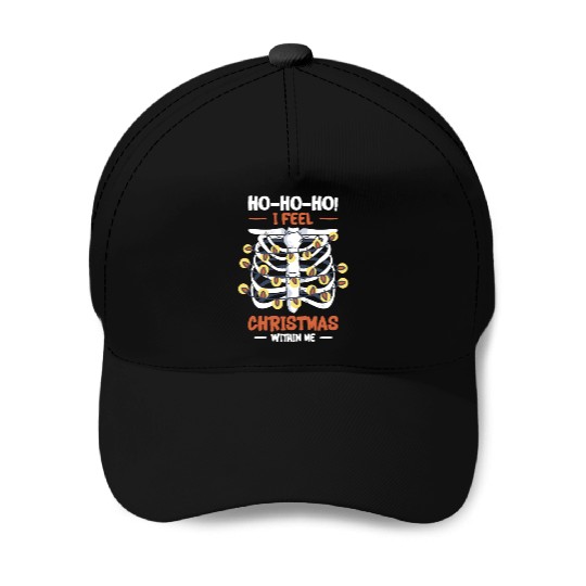 Christmas Holiday Skeleton Rib Cage Radiology Baseball Caps