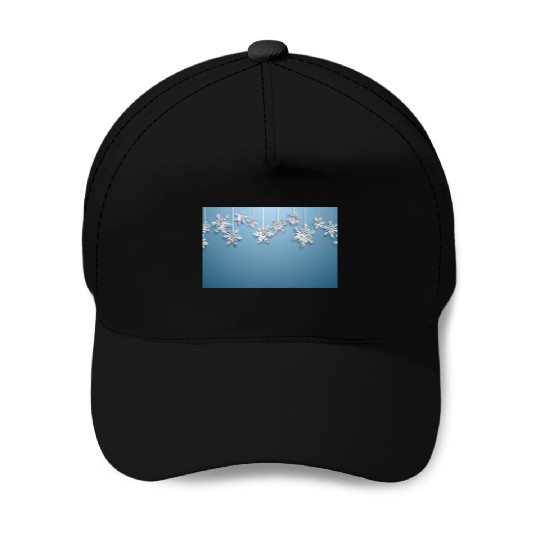 Elegant Hanging Snowflakes Light Blue Baseball Caps