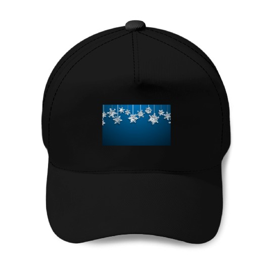 Elegant Hanging Snowflakes Navy Blue Baseball Caps