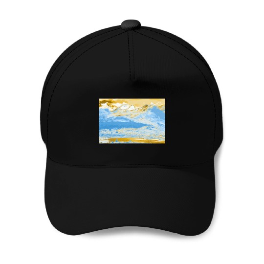 Golden Blue Mountain Lake Baseball Caps
