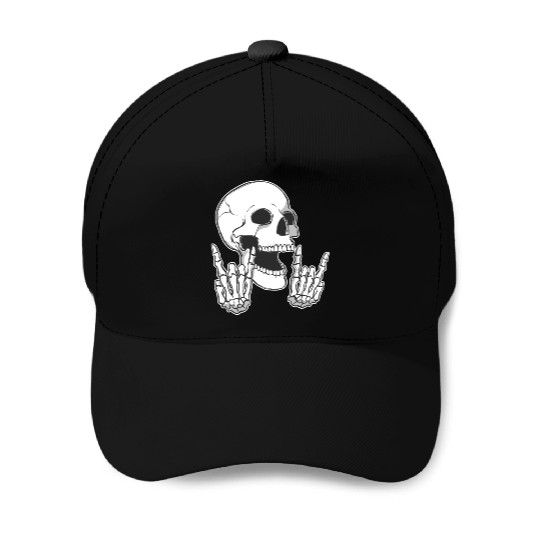 Spooky Skull Heavy Music Halloween Design Baseball Caps