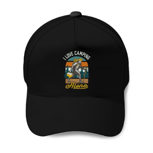 I Love Camping Solo Bigfoot Sasquatch Baseball Caps