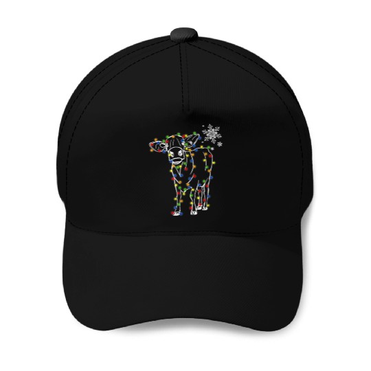 Cow Christmas Light Tree Cow Xmas Snow Lover Baseball Caps