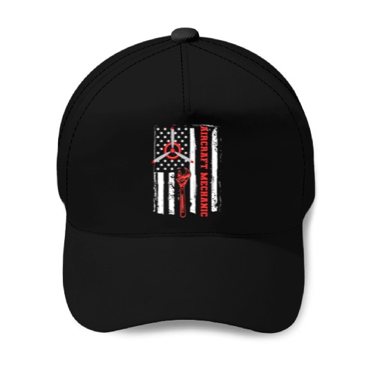 Aircraft Mechanic Us Flag Baseball Caps
