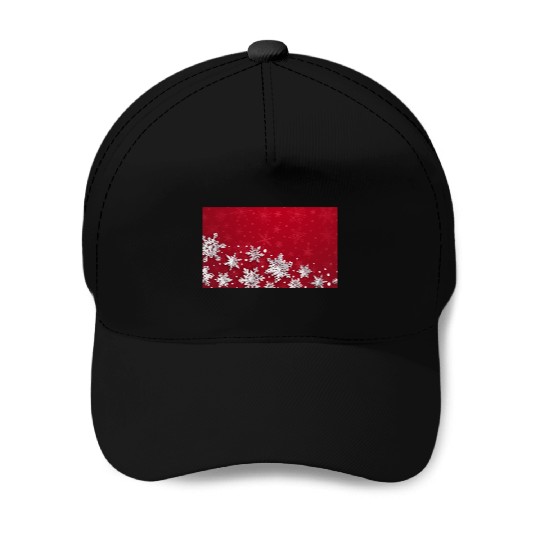 Modern Red Snowflakes Pattern Baseball Caps