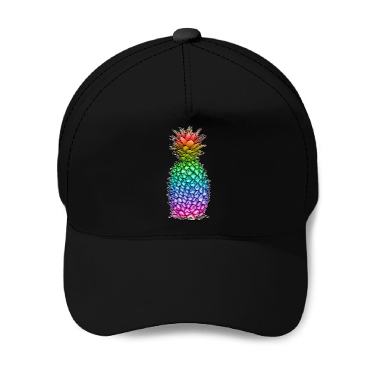 Pineapple Gay Lesbian Pride Rainbow Tropical LGBTQ Baseball Caps