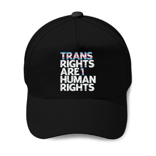 LBGT Flag Gay Pride Trans rights are human rights Baseball Caps