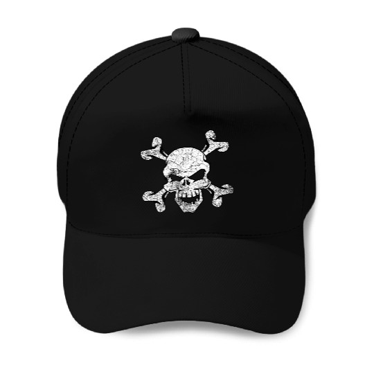 Distressed Skull And Crossbones Baseball Caps