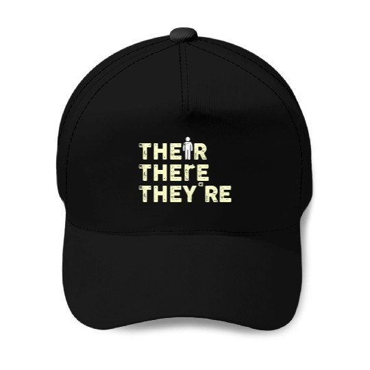 Their There They're English Teacher Grammar Baseball Caps