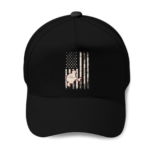 Baseball Catcher USA Flag Patriotic American Flag Baseball Caps