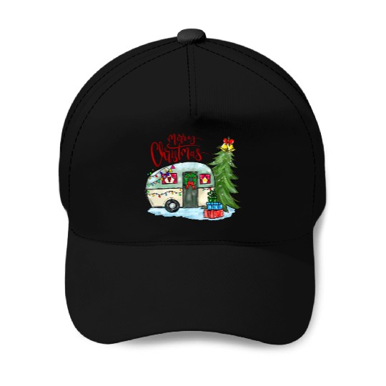 Merry Christmas Happy Camper Funny Camping Life Baseball Caps