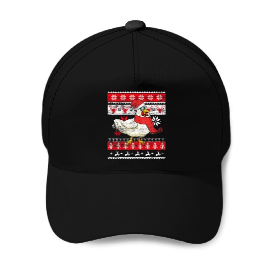 Farm Animal Farmer Gifts Ugly Christmas Chicken Baseball Caps
