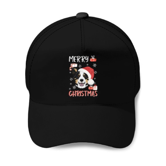 Border Collie Merry Christmas Baseball Caps