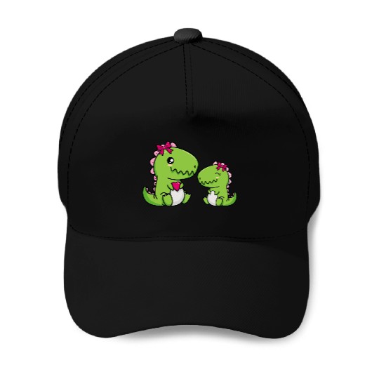 Big sister brother dino siblings boy girl heart Baseball Caps