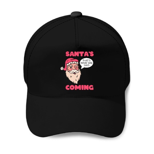 Santa's Is Coming Santa Claus Ugly Christmas Saint Baseball Caps