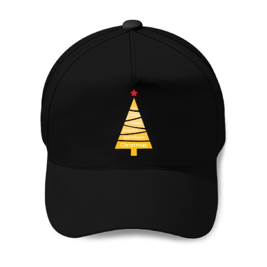 Minimalist Merigold Orange Christmas Pine Baseball Caps