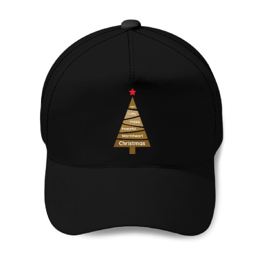 Minimalist Copper Brown Christmas Pine Baseball Caps
