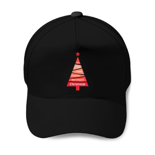 Minimalist Red Christmas Pine Wish Baseball Caps