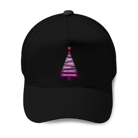 Minimalist Dark Orchid Purple Christmas Pine Baseball Caps