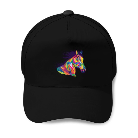 Colorful pop art horse portrait - pony Baseball Caps