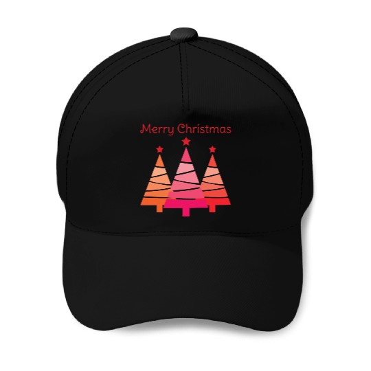 Minimalist Merry Christmas Pines Baseball Caps