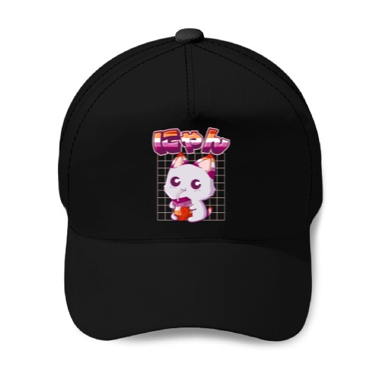 Lesbian Pride Gay Kawaii Cat Strawberry Milk Lesbi Baseball Caps