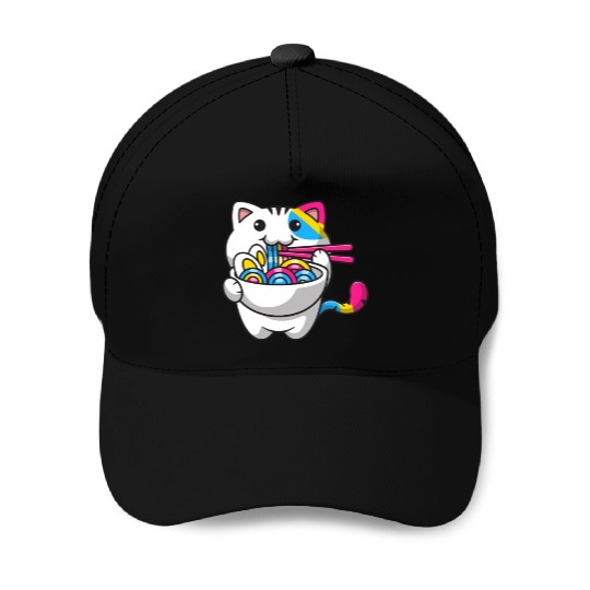 Pansexual Pride Kawaii Cat Ramen Noodles Pansexual Baseball Caps