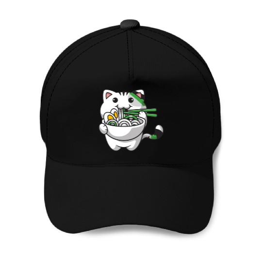 Demiromantic Pride Kawaii Cat Ramen Noodles Baseball Caps