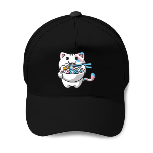 Transgender Pride Kawaii Cat Ramen Noodles Trans F Baseball Caps