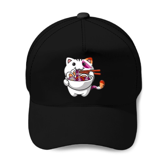 Lesbian Pride Gay Kawaii Cat Ramen Noodles Lesbian Baseball Caps