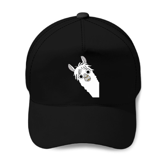 Laughing alpaca comic lama in white with big eyes Baseball Caps