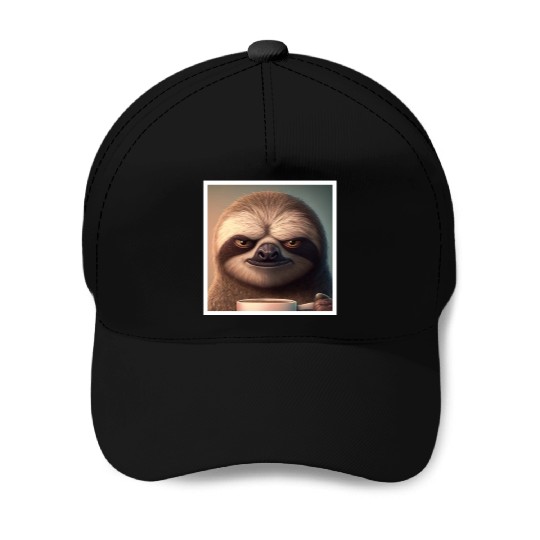 3d Sloth grumpy Coffee I hate people good morning Baseball Caps