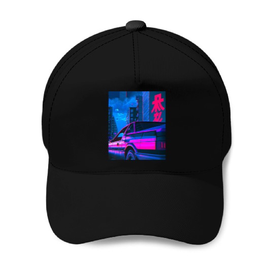Vaporwave Car Synthwave City Baseball Caps