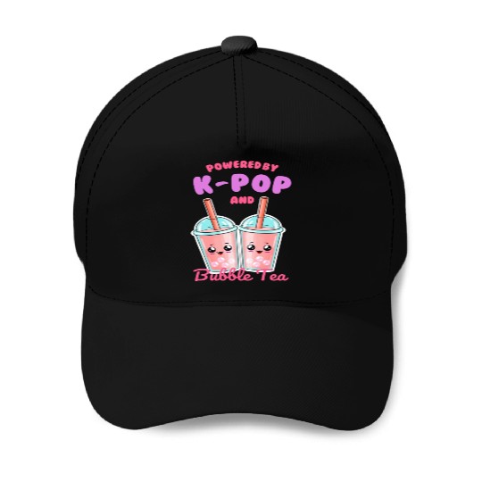 Powered By K POP And Bubble Tea Baseball Caps
