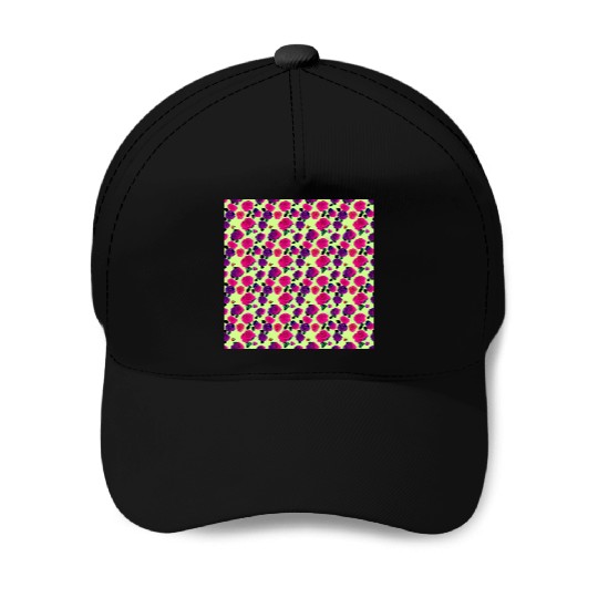 Purple Pink roses yellow background Baseball Caps