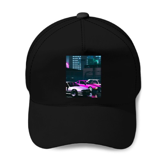 Vaporwave Car Synthwave City Baseball Caps