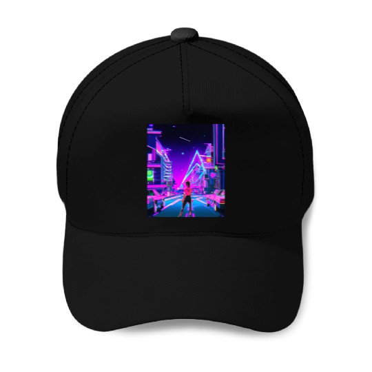 Vaporwave Car Synthwave Girl Baseball Caps