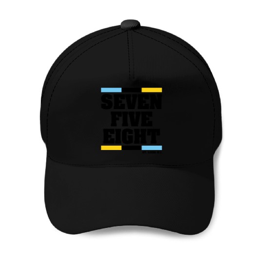 Seven Five Eight (White) Baseball Caps