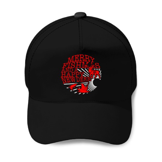 Christmas Baseball Caps, Merry Fishmas And Happy New Deer
