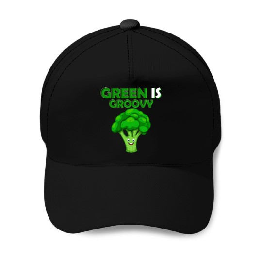 Green Is Groovy Vegetable Broccoli Baseball Caps
