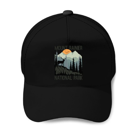 Mount Rainier National Park Mountains Deer Baseball Caps