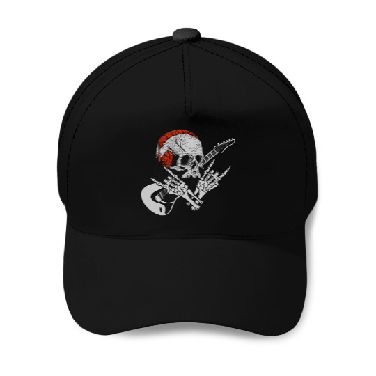 Halloween Guitar Player Skeleton Music Baseball Caps